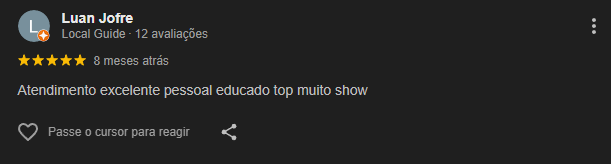 Avaliação de cliente no Google sobre atendimento da Comercial Campos