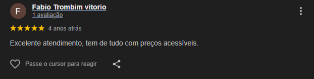 Depoimento de cliente no Google sobre a Comercial Campos em Criciúma