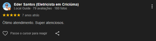 Avaliação no Google da Comercial Campos Material de construção